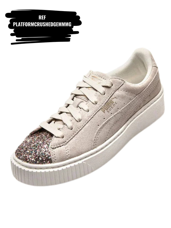 Tenis Platform Crushed Gem Marshmallow, Metallic gold